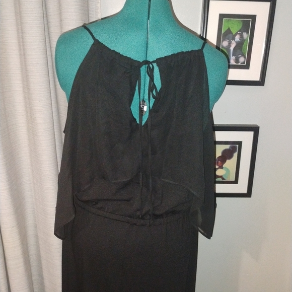 NY Collection Chiffon Cold Shoulder Maxi Dress in Black Sz L NWT - Picture 8 of 14